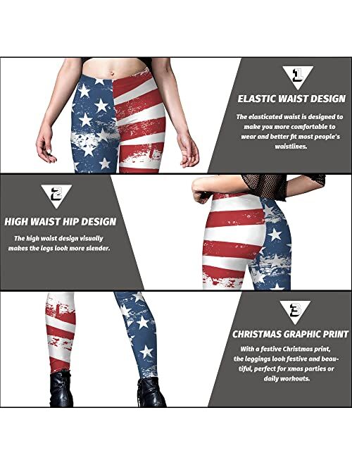 Rcimuue Women's American USA Flag Leggings Stripes Patriotic Yoga High Waisted Soft 4th of July Stretchy Pants