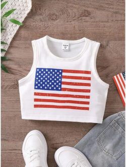 Toddler Girls American Flag Print Tank Top