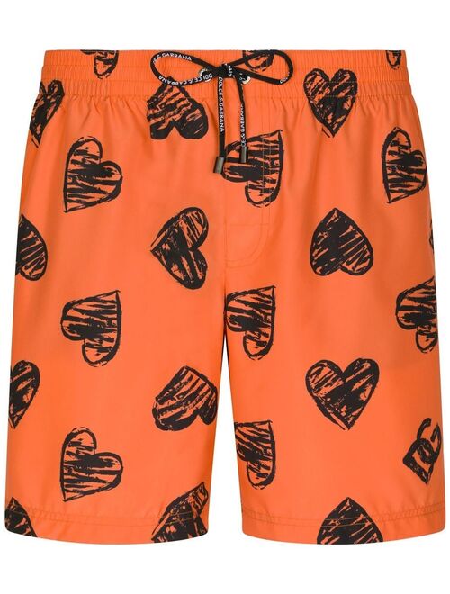 Dolce & Gabbana heart-print swim shorts