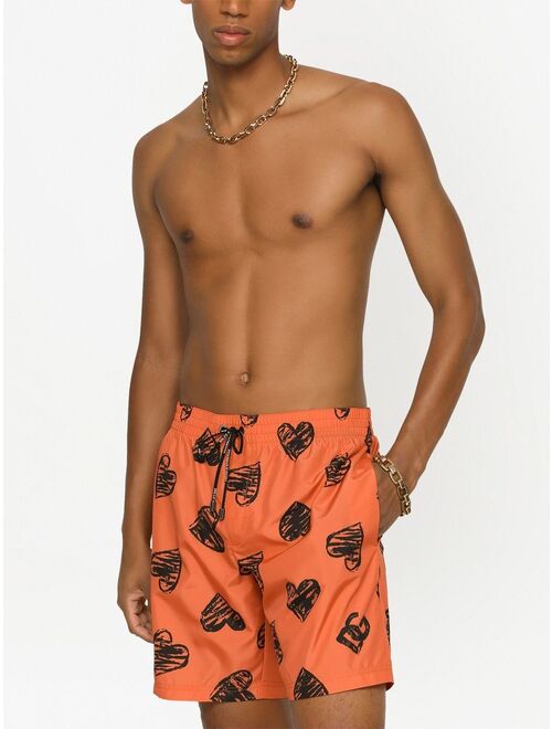 Dolce & Gabbana heart-print swim shorts