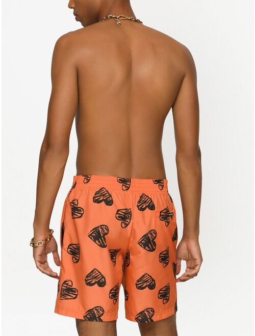 Dolce & Gabbana heart-print swim shorts