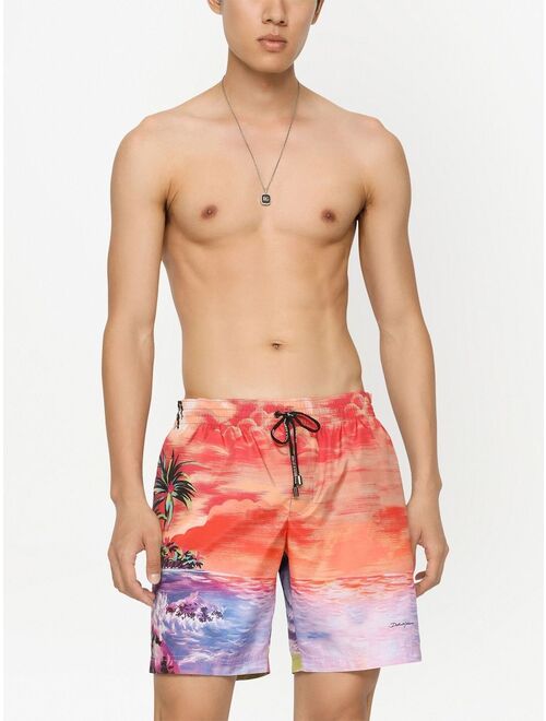 Dolce & Gabbana beach-print swim shorts