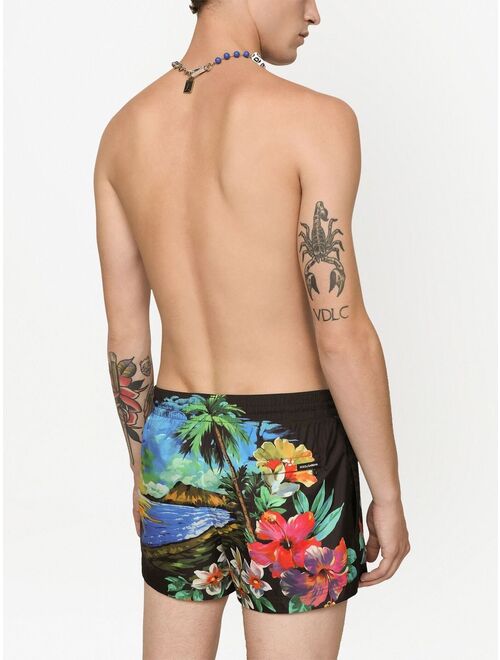 Dolce & Gabbana Hawaiian print swim shorts