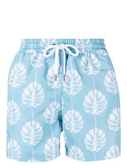 Frescobol Carioca leaf-print swim shorts