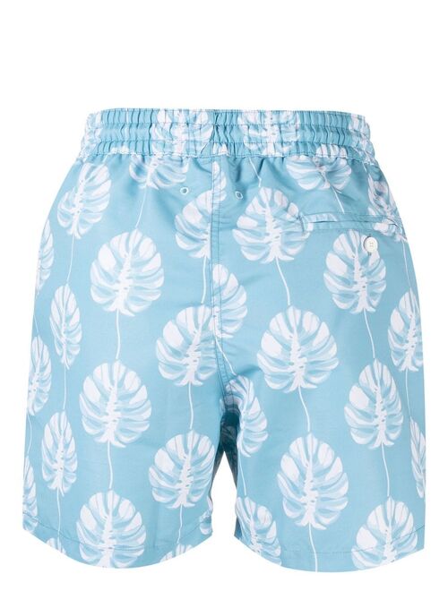 Frescobol Carioca leaf-print swim shorts