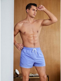 Men Drawstring Waist Swim Trunks