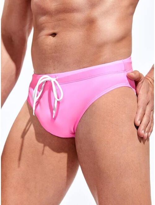 Men Drawstring Waist Swim Brief