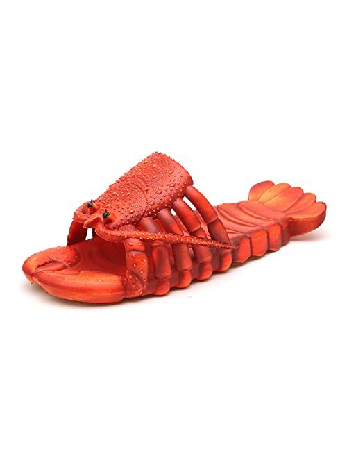 JOYEAR Lobster Flip Flops,Lobster Slipper,Lobster Fish Flops,Lobster Pool Beach Shower Shoes Deep Red