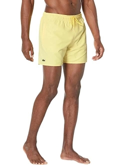 Solid Elastic Waist Swim Trunks