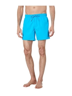 Solid Elastic Waist Swim Trunks