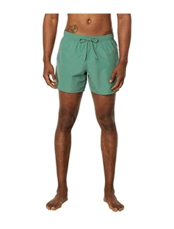 Solid Elastic Waist Swim Trunks