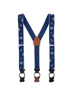 TRAFALGAR Ahoy Nautical Themed Elastic Button End Suspenders