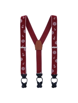 TRAFALGAR Ahoy Nautical Themed Elastic Button End Suspenders