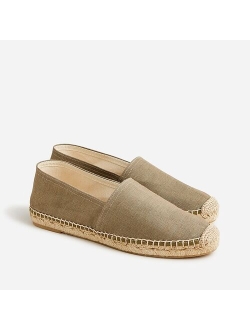 Made-in-Spain espadrille flats in metallic canvas