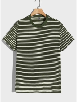 Men Striped Print Tee