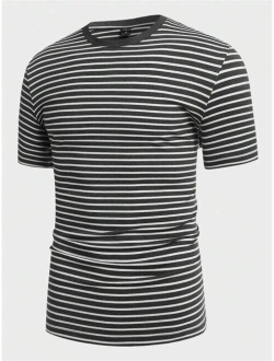 Men Striped Print Tee