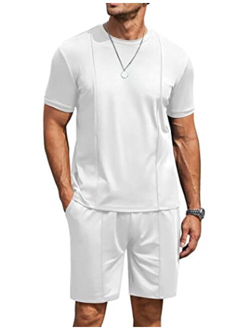 COOFANDY Men's Short Sets 2 Piece Outfits Summer Short Sleeve T Shirt and Shorts Tracksuit Sets Casual Athletic Sports Suit