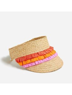Girls' straw fringe visor