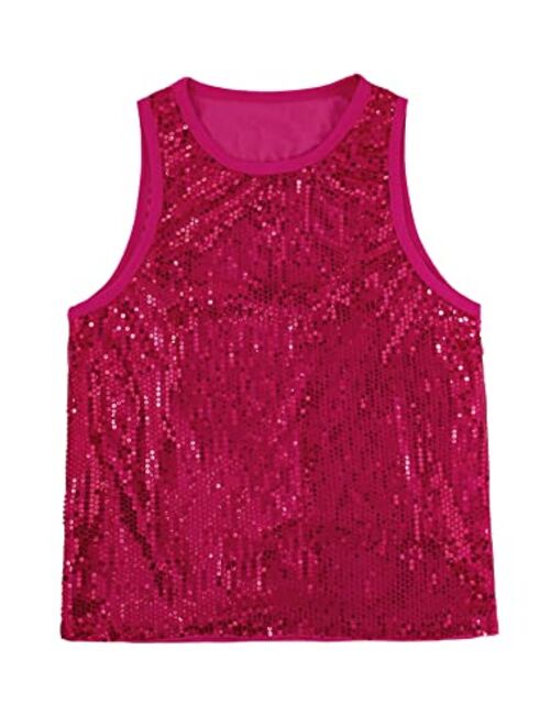 WDIRARA Men's Sequin Sleeveless Round Neck Tank Top T Shirt Party Top