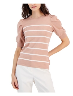 Women's Striped Puff-Sleeve Top