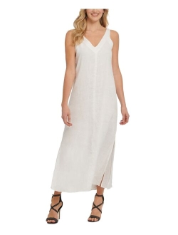 Linen V-Neck Maxi Dress