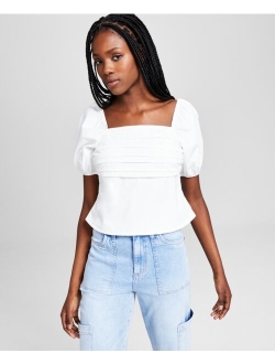 Women's Woven Puff-Sleeved Top