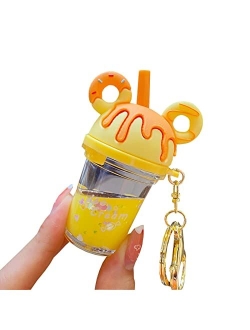 TOU-BEGUIN Doughnut Key Ring Decoration, Liquid Quicksand Floating Fox Handbag Accessories