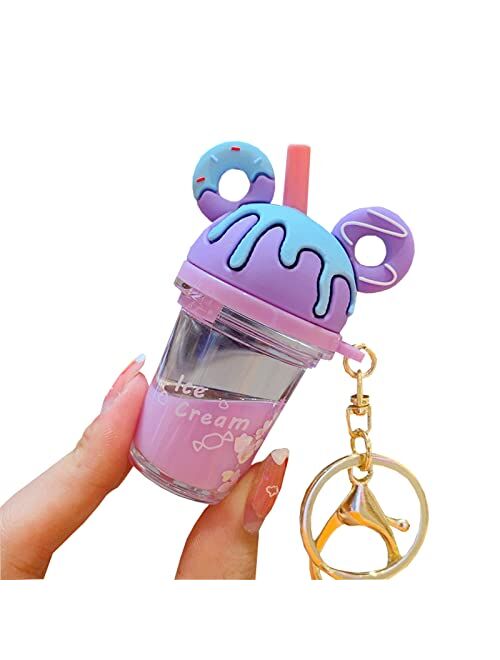 TOU-BEGUIN Doughnut Key Ring Decoration, Liquid Quicksand Floating Fox Handbag Accessories