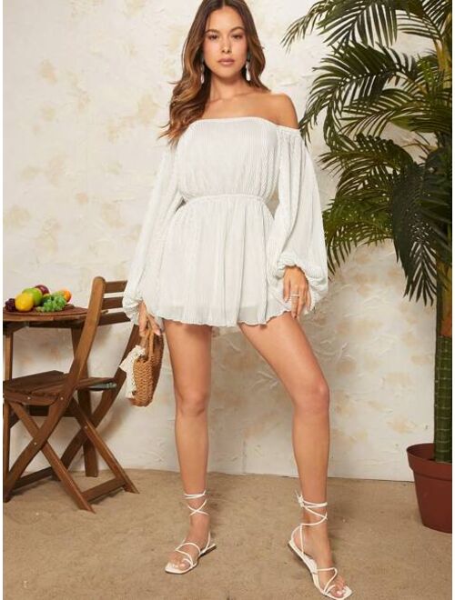 SHEIN VCAY Off Shoulder Solid Romper