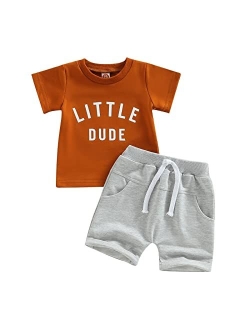 Rtnnsbbfcm Newborn Baby Boy Summer Clothes Set Short Sleeve Letter T-Shirt Top Shorts with Pockets 2Pcs Casual Outfit