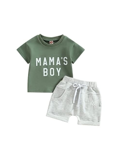 Rtnnsbbfcm Newborn Baby Boy Summer Clothes Set Short Sleeve Letter T-Shirt Top Shorts with Pockets 2Pcs Casual Outfit