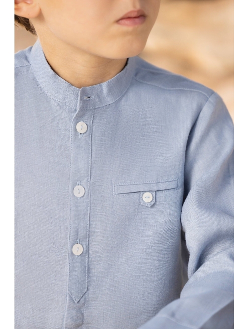 Tartine Et Chocolat band-collar linen shirt