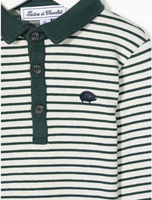 Tartine Et Chocolat logo-patch striped polo shirt