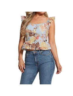 Women's Carine Floral-Print Peplum Sleeveless Top