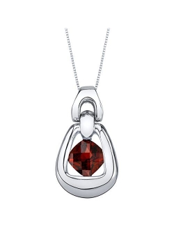 Sterling Silver Sungate Solitaire Pendant Necklace in Various Gemstones, 6mm Cushion Cut, with 18 inch Italian Chain