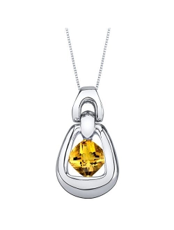 Sterling Silver Sungate Solitaire Pendant Necklace in Various Gemstones, 6mm Cushion Cut, with 18 inch Italian Chain