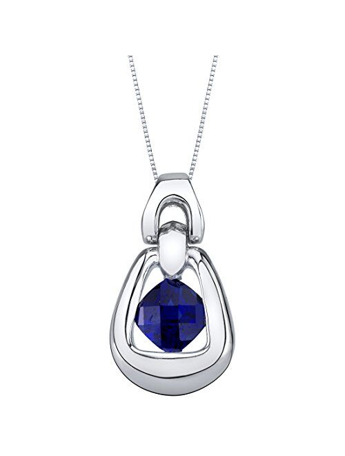 Peora Sterling Silver Sungate Solitaire Pendant Necklace in Various Gemstones, 6mm Cushion Cut, with 18 inch Italian Chain