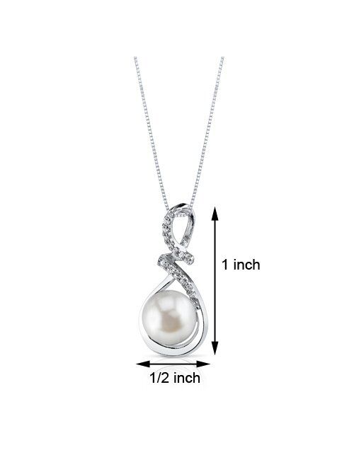 Peora 9mm Freshwater Cultured White Pearl Infinity Pendant Necklace for Women 925 Sterling Silver with 18 inch Chain