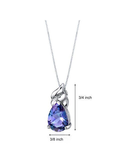 Peora Simulated Alexandrite Swirl Pendant Necklace for Women 925 Sterling Silver, Color-Changing 3.75 Carats total Pear Shape 12x8mm, with 18 inch Chain