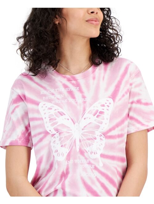 REBELLIOUS ONE Juniors' Tie-Dyed Butterfly T-Shirt