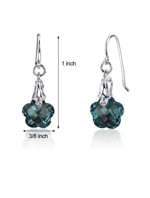 Peora 10 Carats Simulated Alexandrite Earrings Sterling Silver Florentine Cut