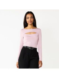 Fitted Long Sleeve Cutout Top