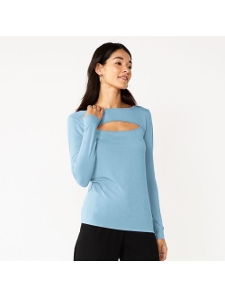 Fitted Long Sleeve Cutout Top