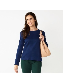 Petite Croft & Barrow Cable Jacquard Long Sleeve Top