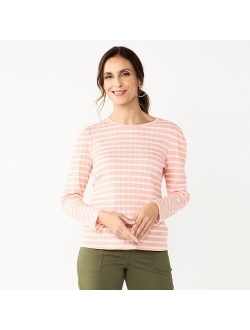 Petite Croft & Barrow Cable Jacquard Long Sleeve Top