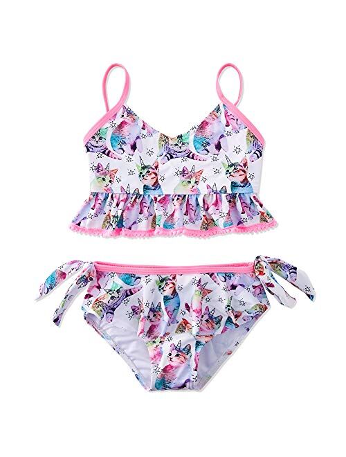 swimsobo Girls Mermaid Swimsuit Ruffle Bathing Suit Kids Two Piece Bikini Set for 3-12 Years