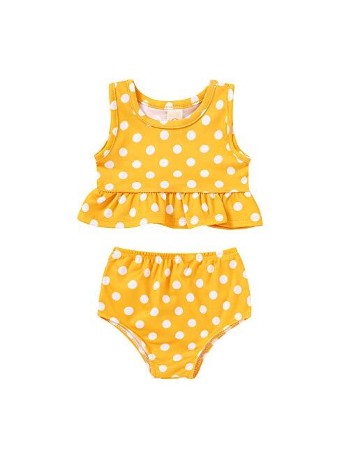 YOUNGER TREE Toddler Baby Girls Summer Swimsuit Sleeveless Striped Swimwear Two-Piece Suit Beach Bikini