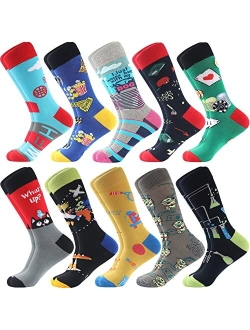 Bisousox Men's Fun Dress Socks Novelty Colorful Funky Fancy Funny Patterned Crew Casual Crazy Socks for Men Father