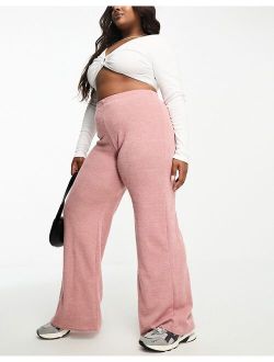 I Saw It First Curve I Saw It First Plus ribbed wide leg pants in pink