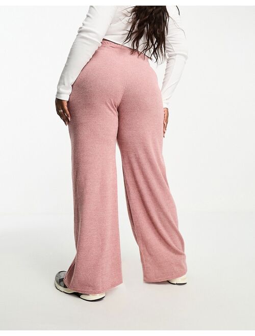 I Saw It First Curve I Saw It First Plus ribbed wide leg pants in pink